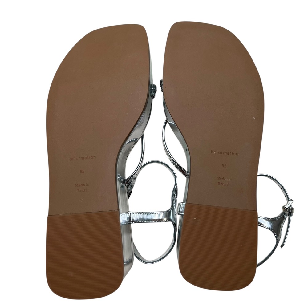 Reformation‎ Zolanda Platform Wedge Strappy Sandal in Metallic Silver SZ 5.5 - Picture 8 of 9